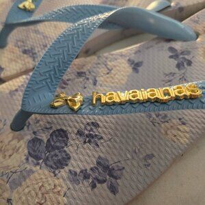 LoveShackFancy X Havaianas Women's Whisper Blue Top Flip Flops - Size 9/10